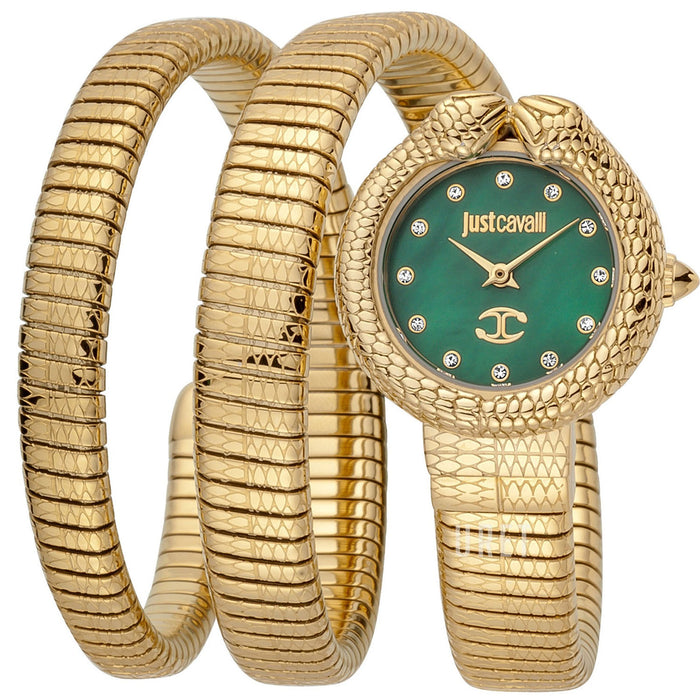 Just Cavalli Women's Glam Chic Snake Green Dial Watch - JC1L162M0035
