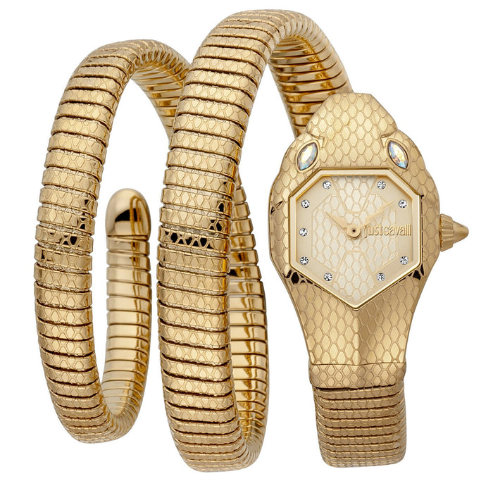 Just Cavalli Women's Glam Chic Snake Gold Dial Watch - JC1L168M0035