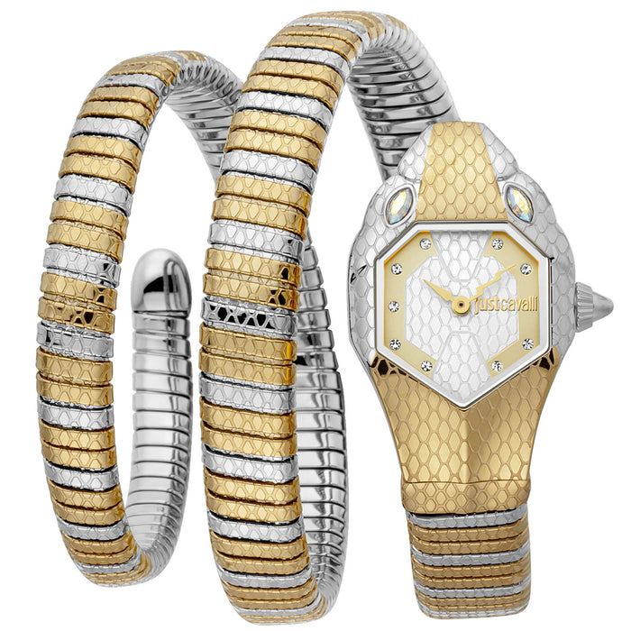 Just Cavalli Women's Glam Chic Snake Silver Dial Watch - JC1L168M0075