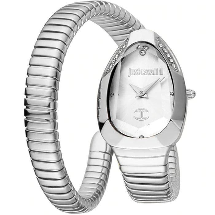 Just Cavalli Women's Signature Snake Silver Dial Watch - JC1L208M0015