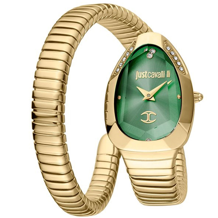 Just Cavalli Women's Signature Snake Green Dial Watch - JC1L208M0045