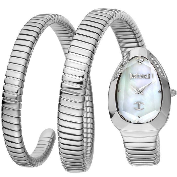 Just Cavalli Women's Signature Snake Mother of pearl Dial Watch - JC1L209M0015