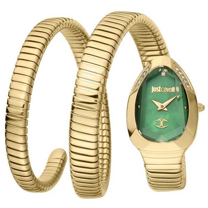Just Cavalli Women's Signature Snake Green Dial Watch - JC1L209M0045
