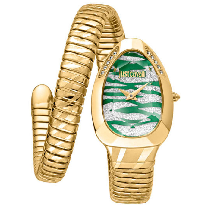 Just Cavalli Women's Snake Green Dial Watch - JC1L225M0045