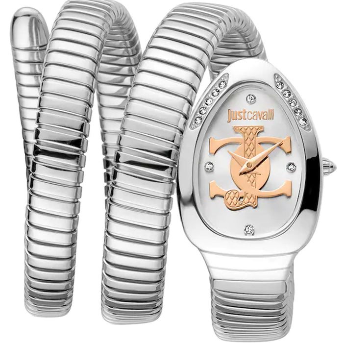 Just Cavalli Women's Snake Silver Dial Watch - JC1L228M0015