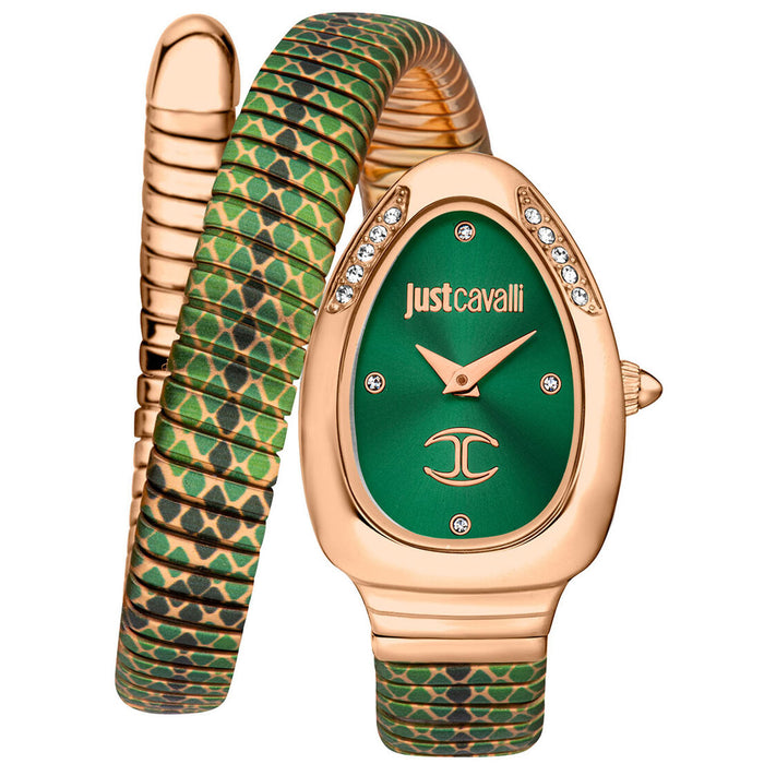 Just Cavalli Women's Snake Green Dial Watch - JC1L251M0075