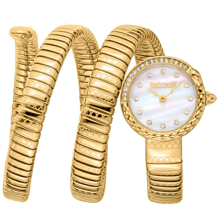 Just Cavalli Women's Enchanting Snake White Dial Watch - JC1L302M0025