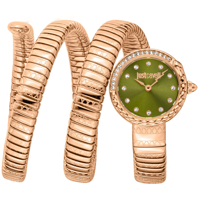 Just Cavalli Women's Enchanting Snake Green Dial Watch - JC1L302M0045