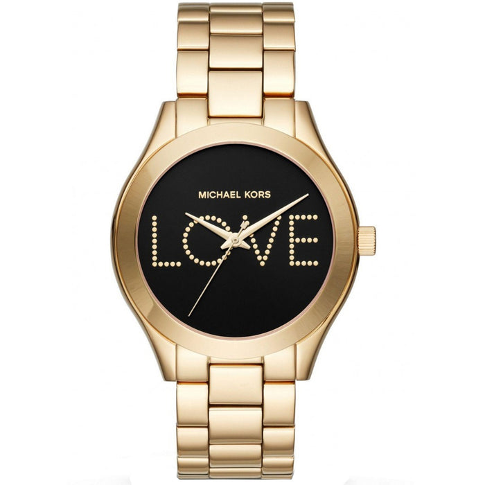 Michael Kors Women's Slim Runway Black Dial Watch - MK3803
