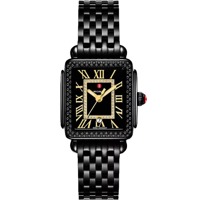 Michele Women's Deco Madison Mid Black Dial Watch - MWW06G000042