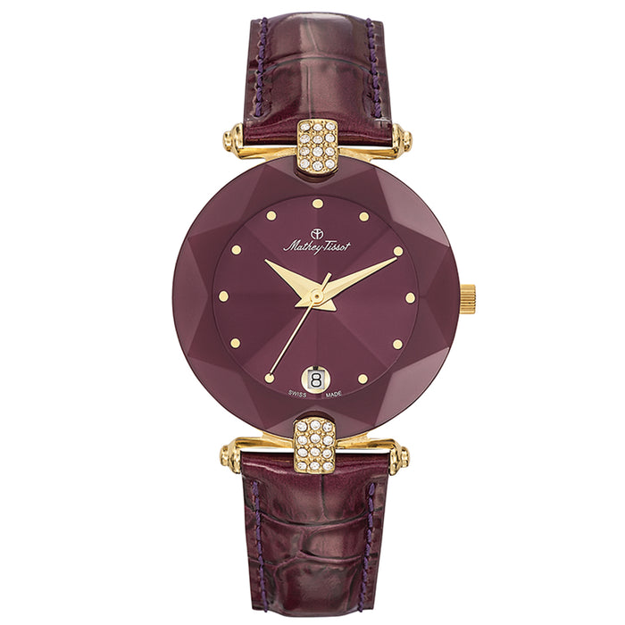 Mathey Tissot Women's Pyramide Maroon Dial Watch - P313M