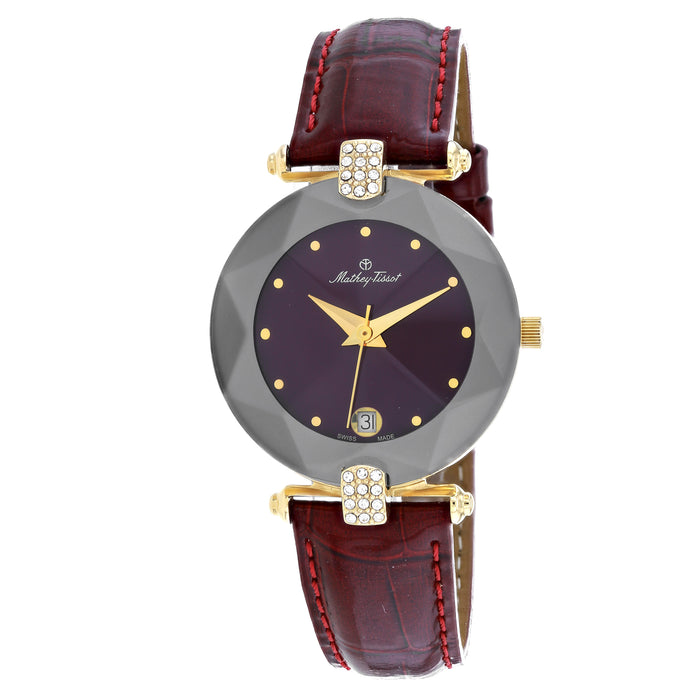 Mathey Tissot Women's Pyramide Maroon Dial Watch - P314M