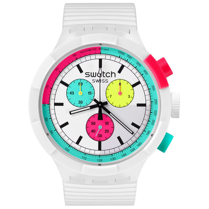 Swatch Men's Neon White Dial Watch - SBO6W100