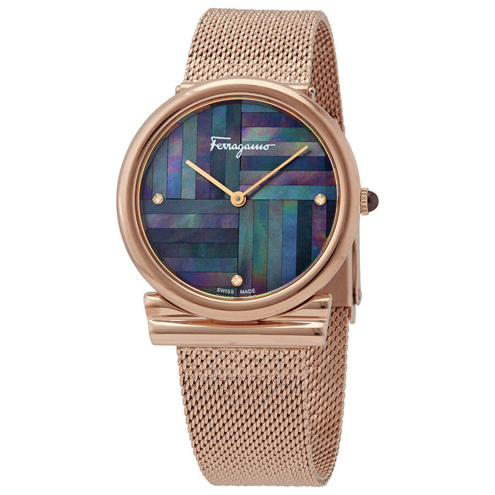 Salvatore Ferragamo Women's Gancini Slim Mother of Pearl Dial Watch - SFIY00819