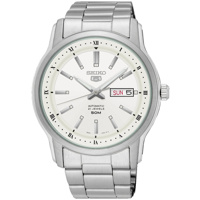 Seiko Men's 5 White Dial Watch - SNKP09K1
