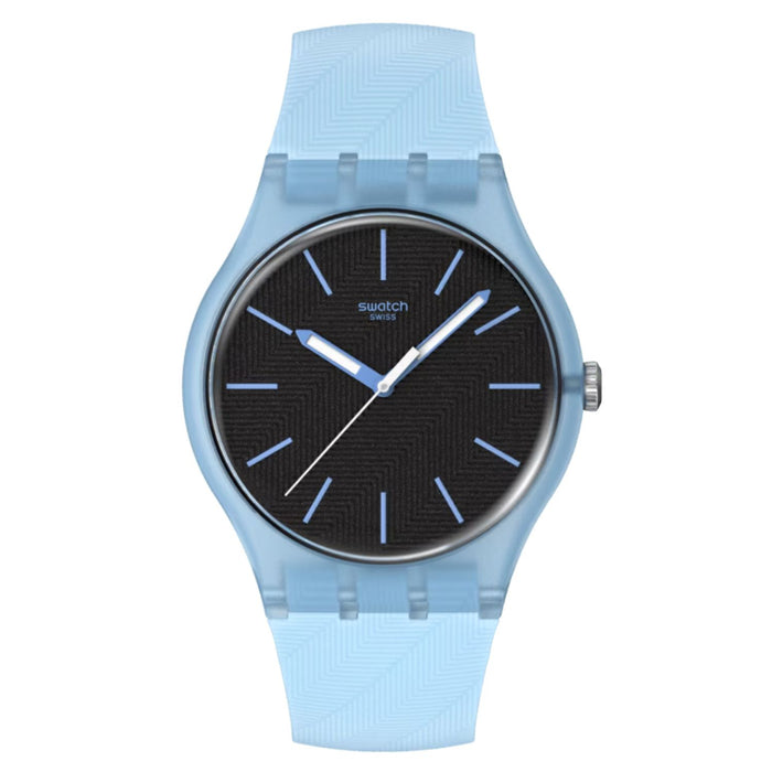 Swatch Men's Blue Moves Black Dial Watch - SO29L101