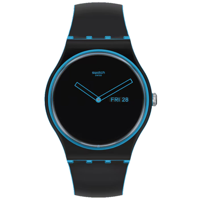 Swatch Men's Originals Monthly Drops Minimal Line Blue Black Dial Watch - SO29S701