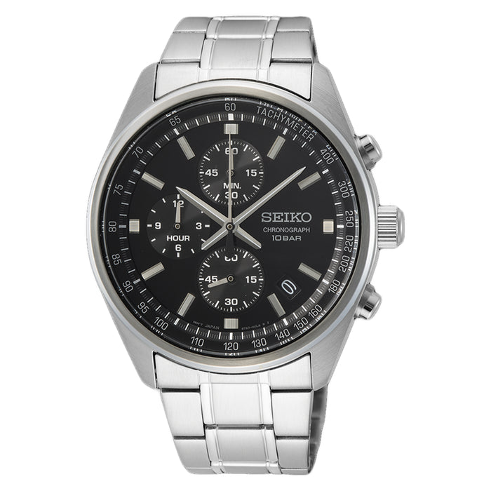 Seiko Men's Chronograph Black Dial Watch - SSB379