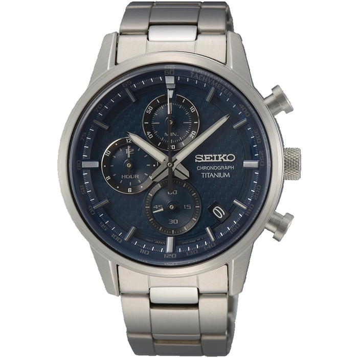 Seiko Men's Chronograph Blue Dial Watch - SSB387