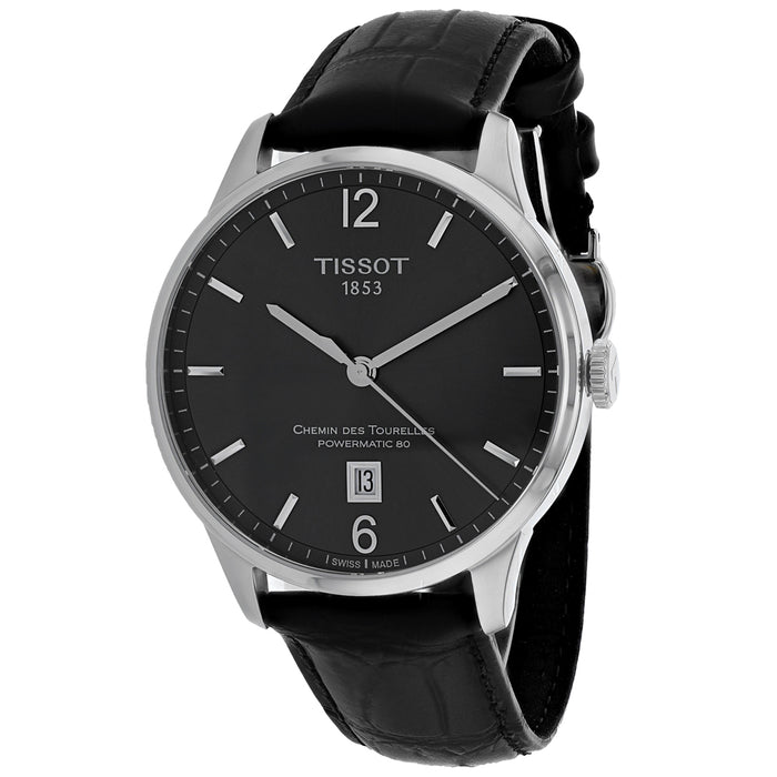 Tissot Men's T-Classic Chemin Des Tourelles Powermatic 80 Black Dial Watch - T0994071644700