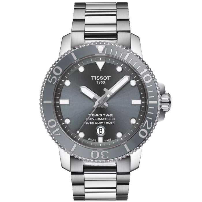 Tissot Men's Seastar 1000 Powermatic 80 Grey Dial Watch - T1204071108101
