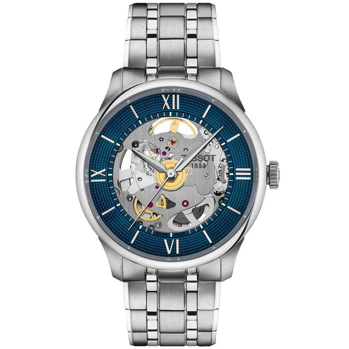 Tissot Men's Chemin Des Tourelles Skeleton Blue Dial Watch - T1398361104800