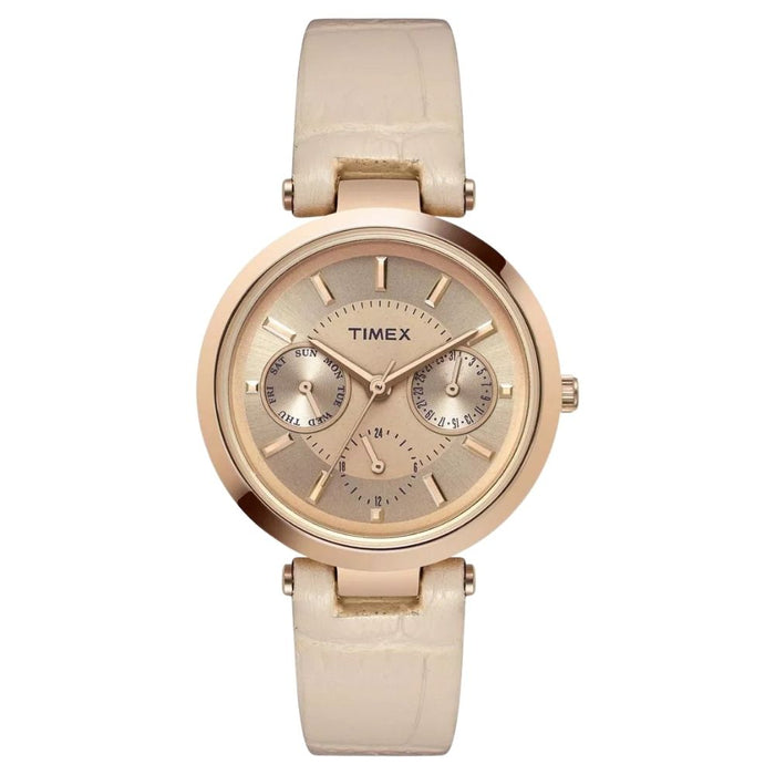 Timex Women's Class Rose Gold Dial Watch - TW2T46500