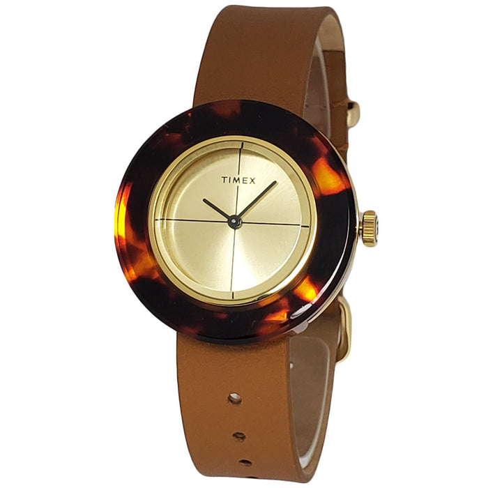 Timex Women's Tortoise Gold Dial Watch - TW2T93100