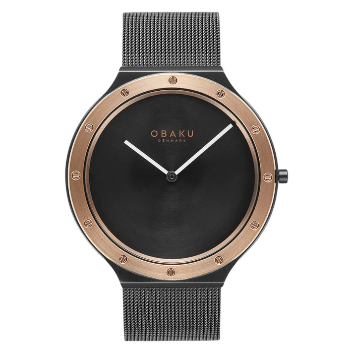 Obaku Men's Note Black Dial Watch - V285GXMBMB