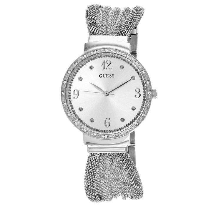 Guess Women's Chiffon Silver Dial Watch - W1083L1