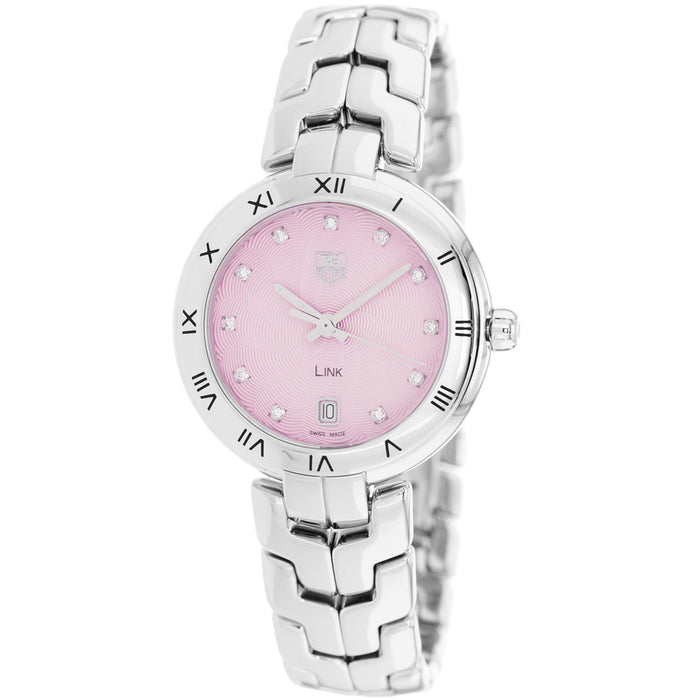 Tag Heuer Women's Link Pink Guilloche Diamond Dial Watch - WAT1313.BA0956