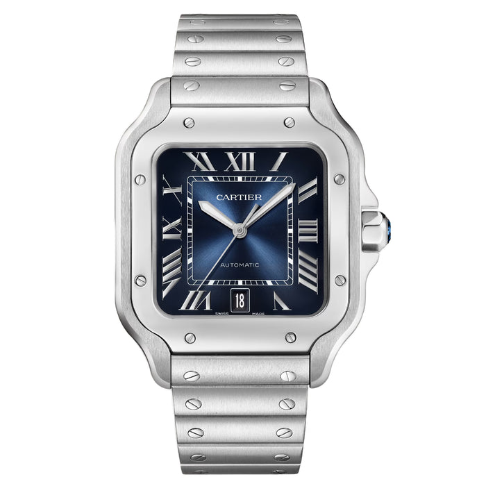 Cartier Men's Santos Blue Dial Watch - WSSA0013
