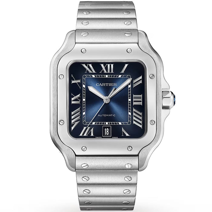 Cartier Men's Santos de Cartier Blue Dial Watch - WSSA0071