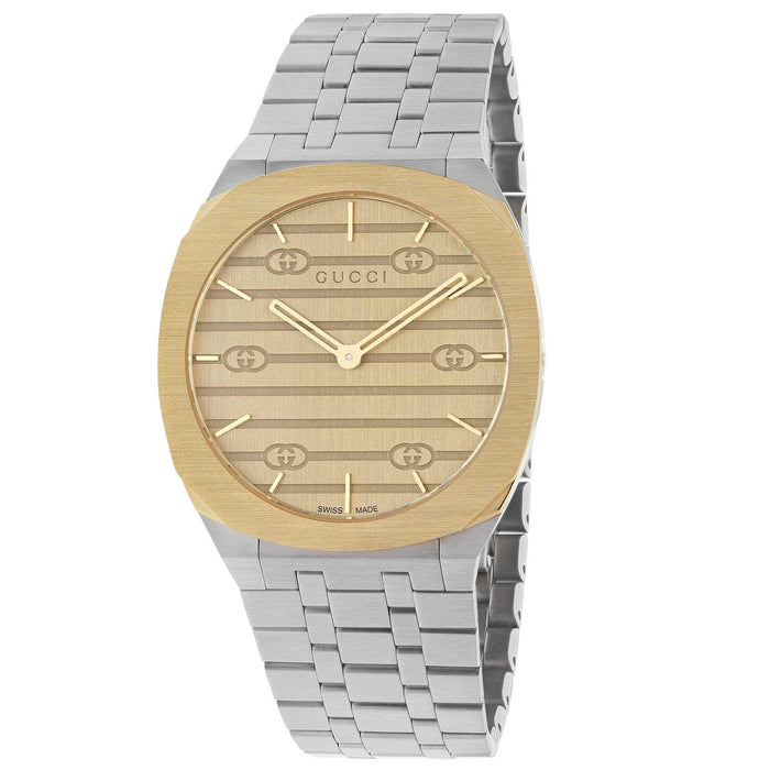 Gucci Women's 25H Gold Dial Watch - YA163403